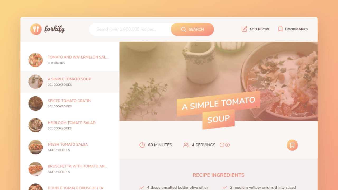 Visit to Forkify Recipe App Screenshot of Forkify Recipe App